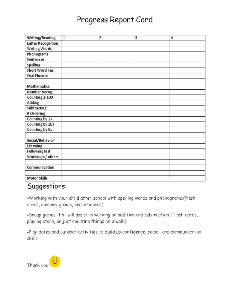 Report Card | PDF | Career & Growth | Language Arts & Discipline