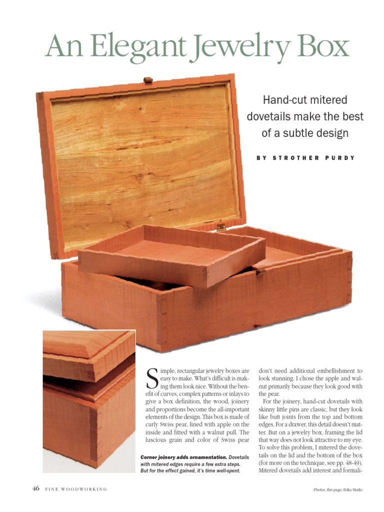 Elegant Jewelry Box Plans with Dovetails | PDF | Tools | Woodworking