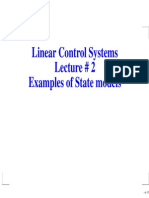 Linear Control Systems Lecture # 2 Examples of State Models