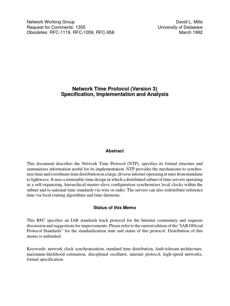 Network Time Protocol Version 3 Overview | PDF | Data Transmission ...