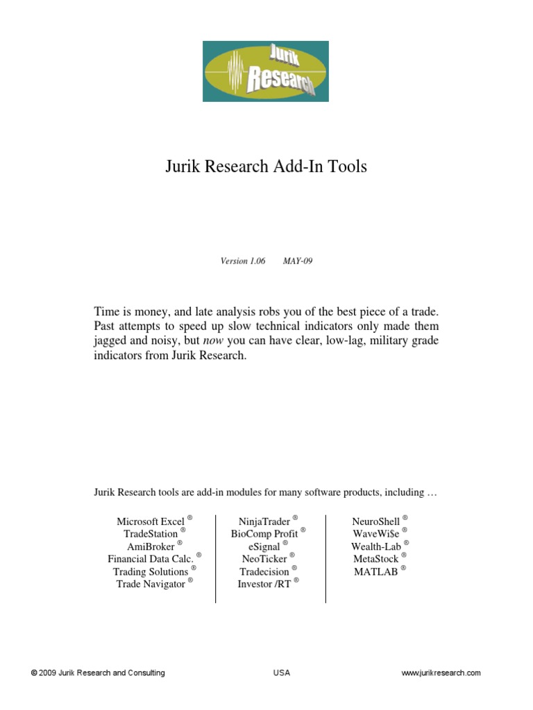 Product Guide Jurik Research PDF Moving Average Teaching Mathematics