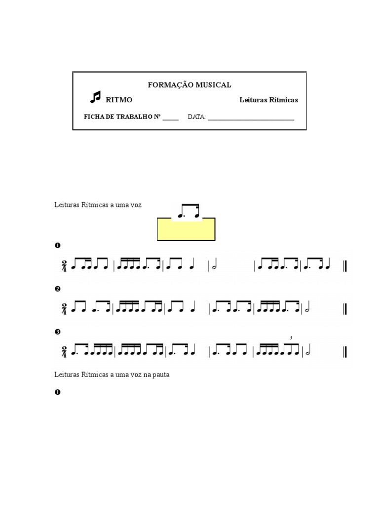 INICIAÇÃO MUSICAL Ficha 13 Ritmo | PDF