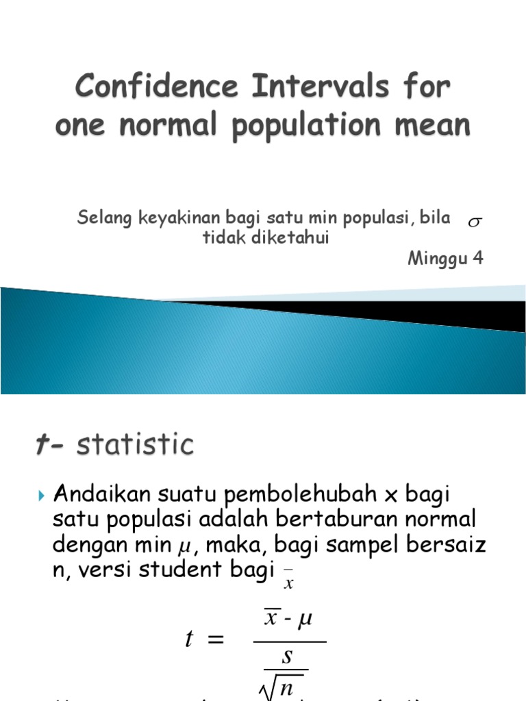 m6 Confidence Intervals For One Normal Population Mean | PDF | Teaching ...