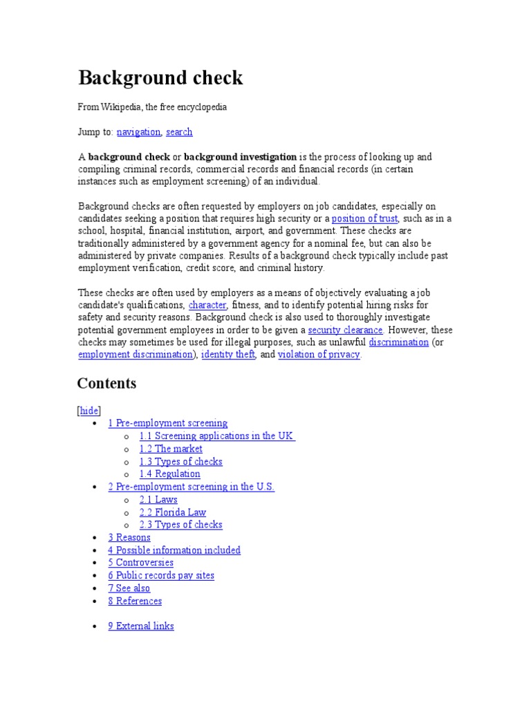 Overview of Background Checks | PDF | Background Check | Crime & Violence