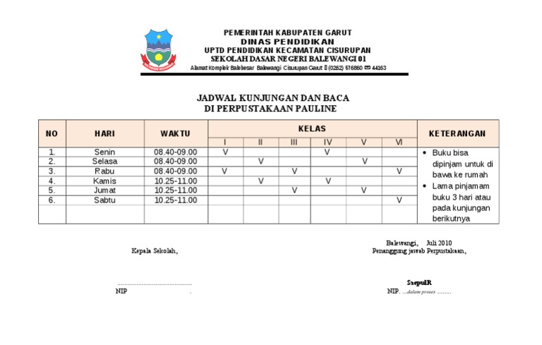25 Jadwal Kunjungan Perpustakaan
