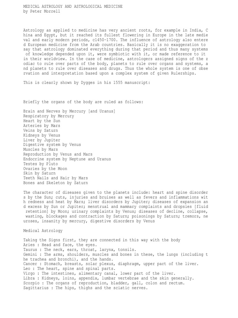 Medical Astrology PDF In Astrology Medicine