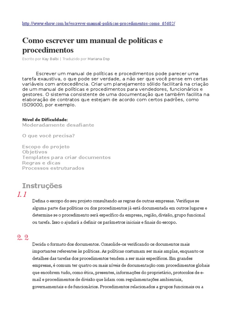 Como Escrever um Manual de Procedimentos | PDF | Controle de versão |  Computação e Tecnologia da Informação, image size:768x1024