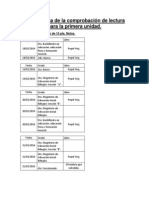 Cronograma de La Comprobación de Lectura para La Primera Unidad