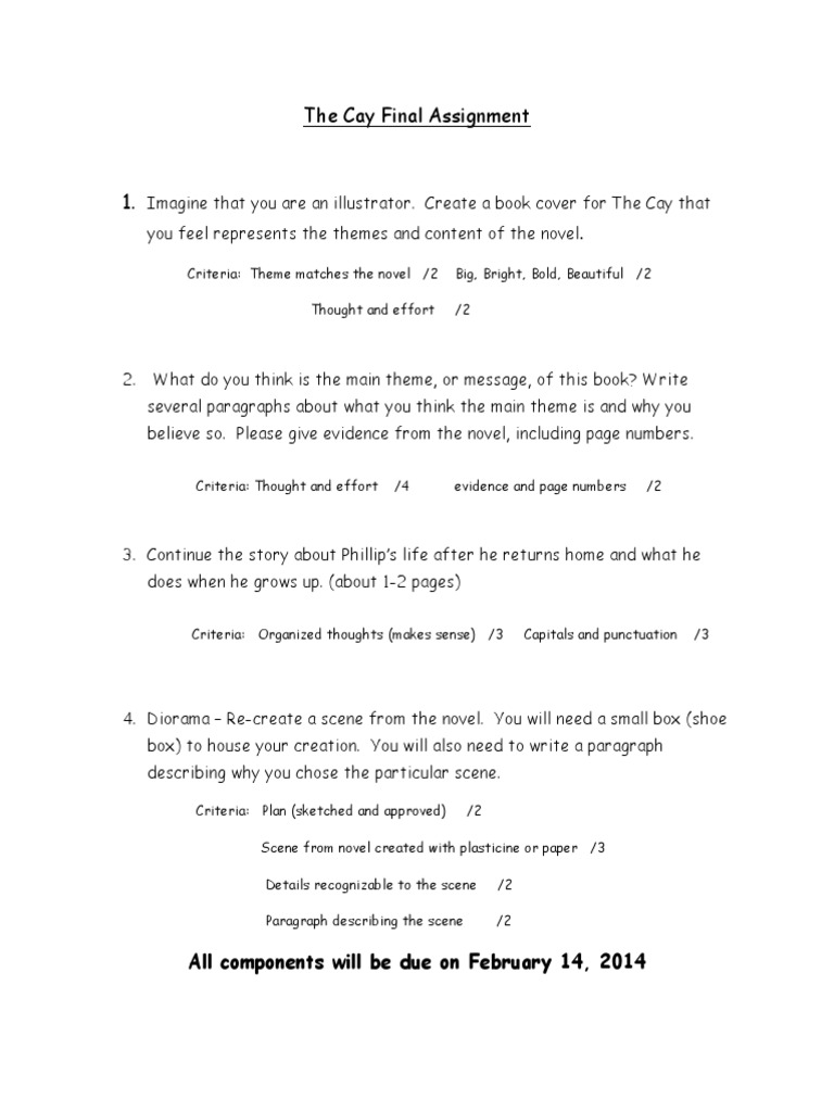 The Cay Final Assignment PDF