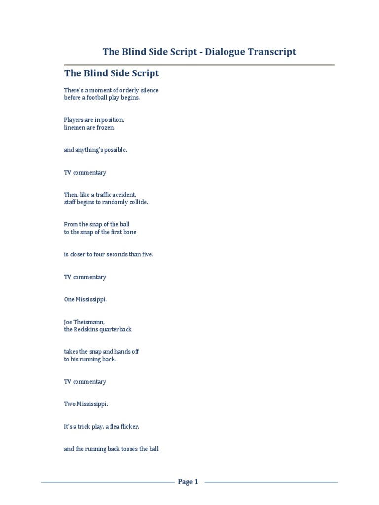 The Blind Side Movie Script | PDF | American Football | Sports