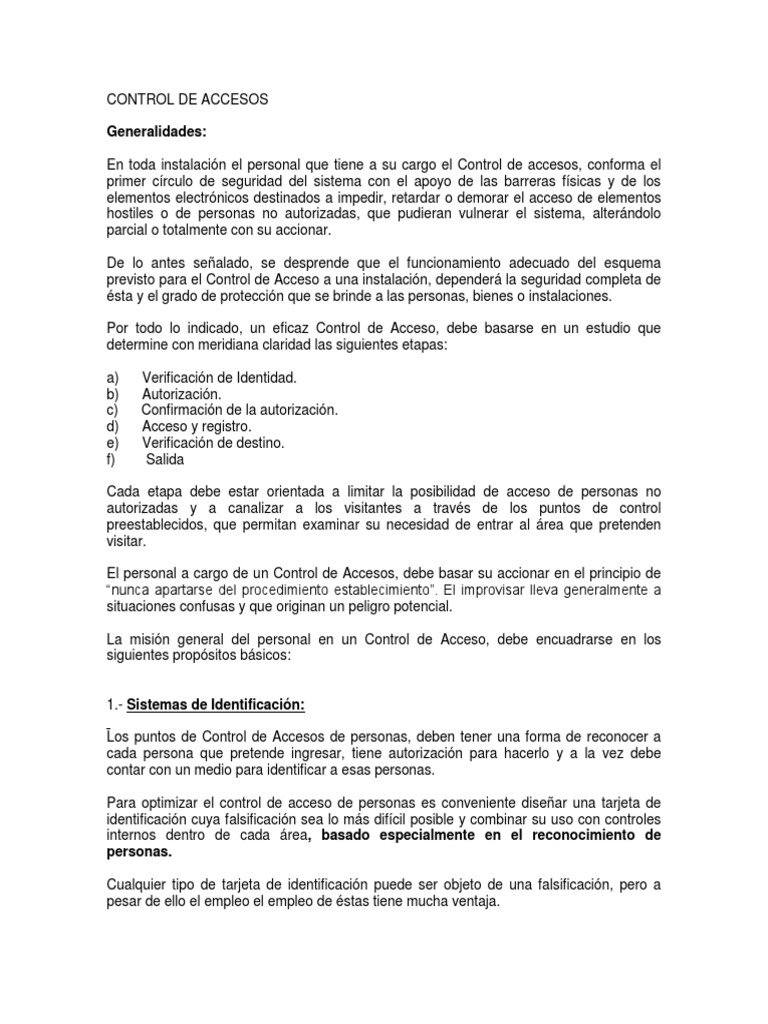 Control de Accesos | PDF | Vigilancia | Policía