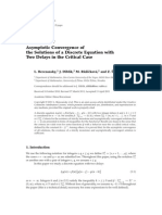 Research Article: Asymptotic Convergence of The Solutions of A Discrete Equation With Two Delays in The Critical Case