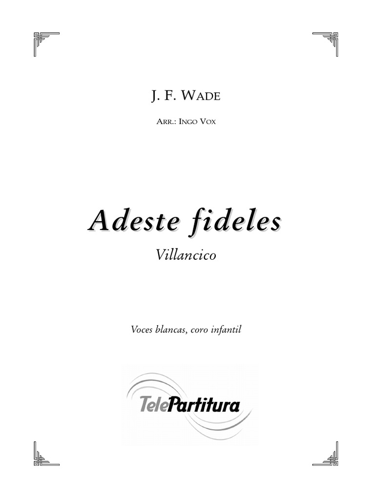 Adeste Fideles Spartito Coro 4 Voci Pdf