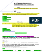 Format of Resume-Management