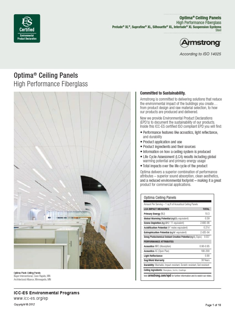 Optima Ceiling Panels High Performance Fiberglass: Committed To ...