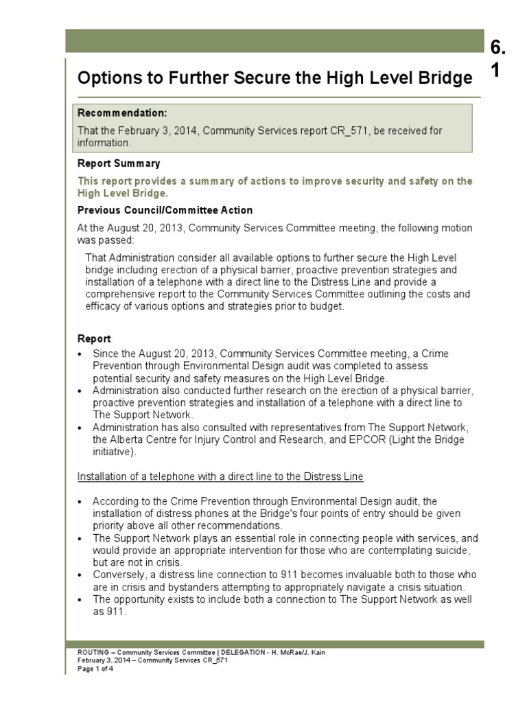 High Level Bridge Security Options Report | PDF | Technology & Engineering