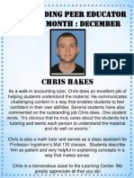 Chris Hakes- December Peer Educator of the Month!