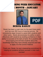 Derek Bailey- January Peer Educator of the Month!