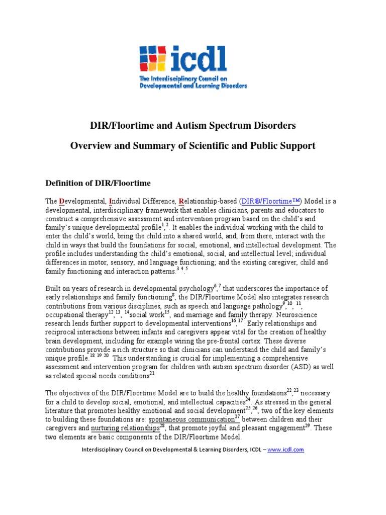 DIR/Floortime and Autism Spectrum Disorders Overview and Summary of ...