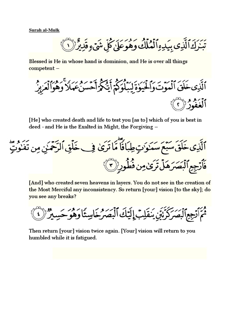 Surah Al Mulk Religious Behaviour And Experience Religious Belief And Doctrine