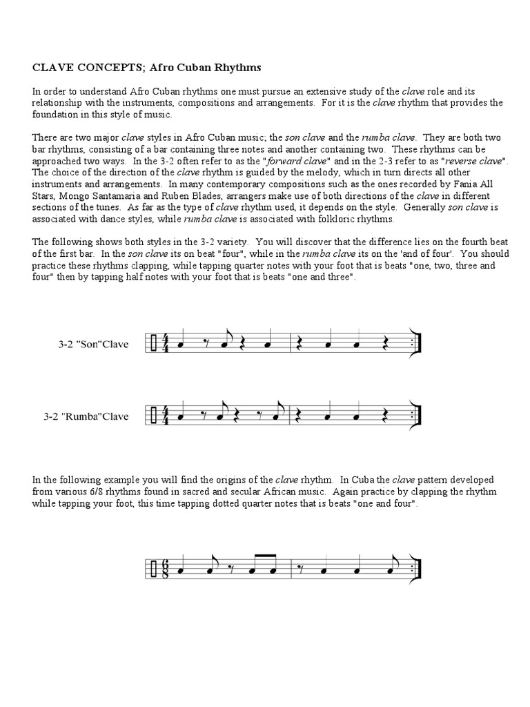 Clave Concepts PDF Rhythm Latin American Music