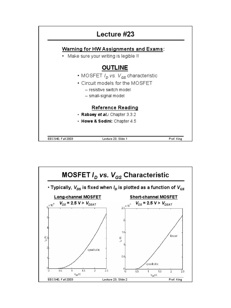 MOSFET Characteristics and Models Overview | PDF | Field Effect ...