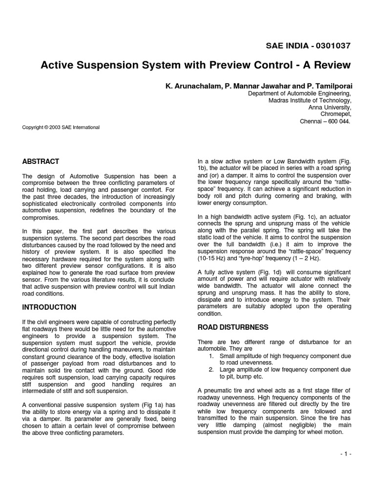 Active Suspension System With Preview Control | PDF | Suspension ...