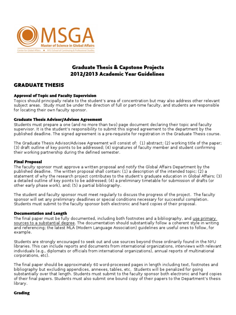Graduate Thesis and Capstone Guidelines 2012 - 2013 | PDF | Thesis ...