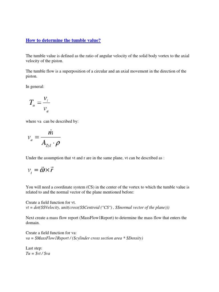 Calculating Tumble Value in Piston Flow | PDF