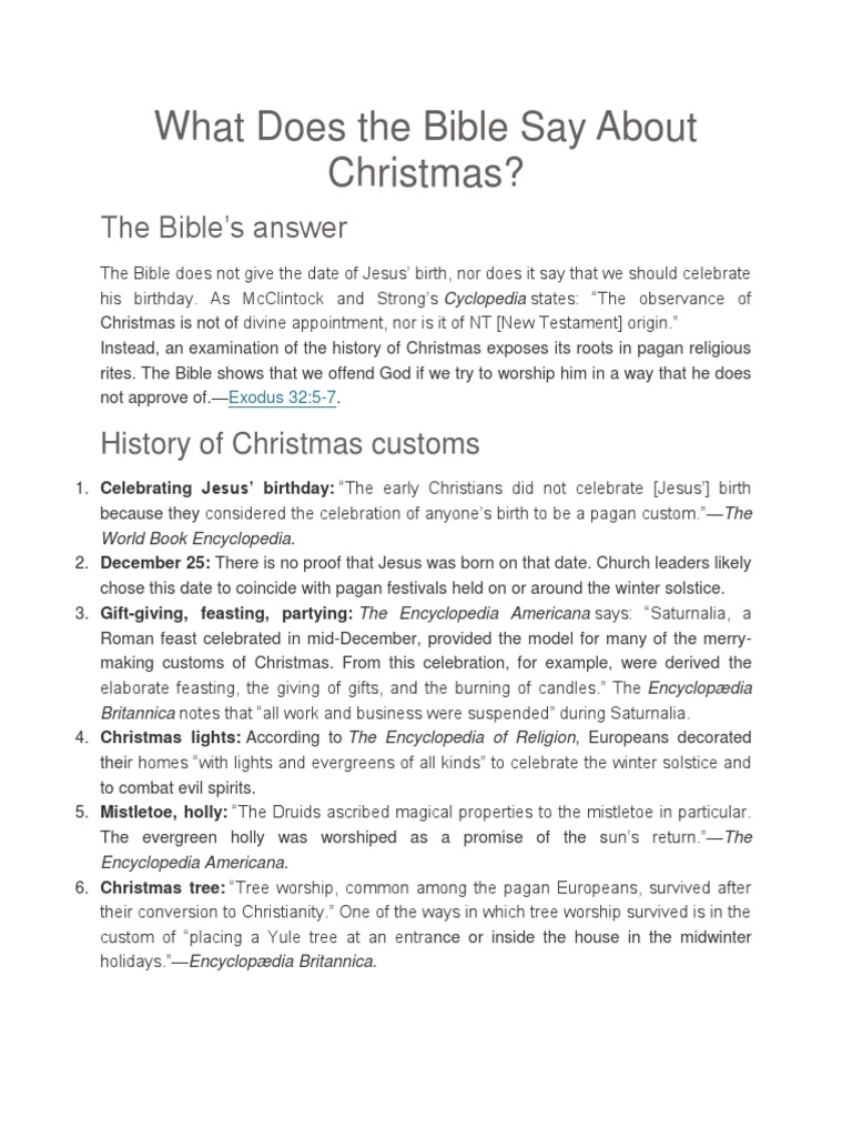 What Does Bible Say About Christmas PDF Christmas Jesus