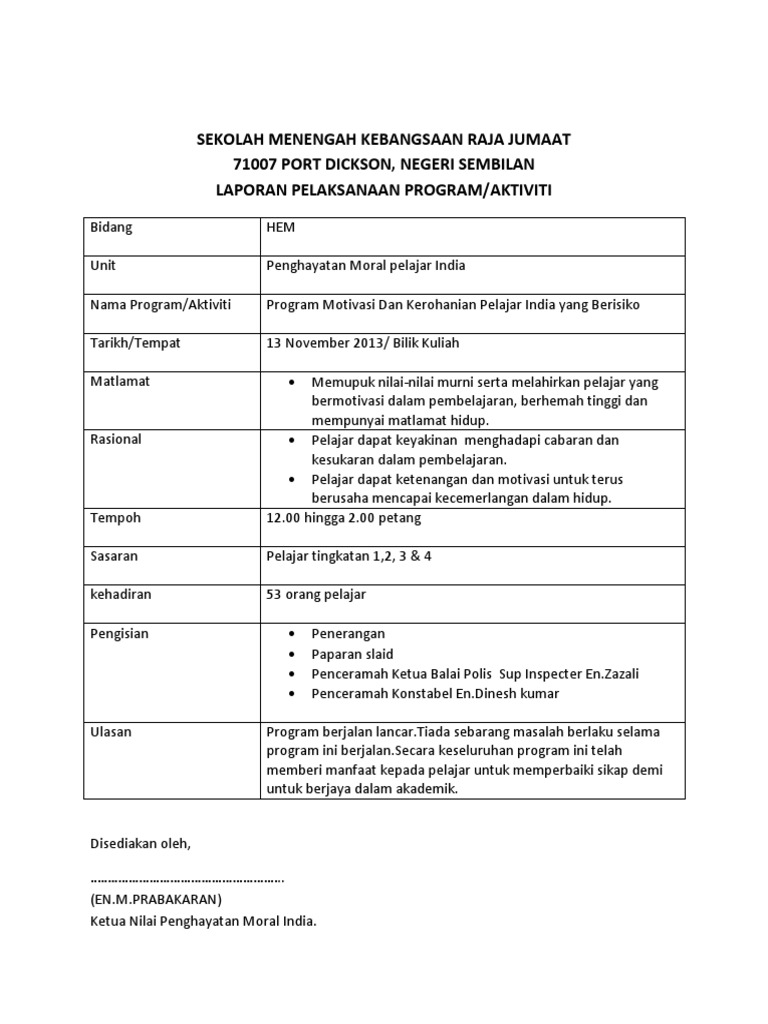 Laporan Nilai Penghayatan Moral Pdf