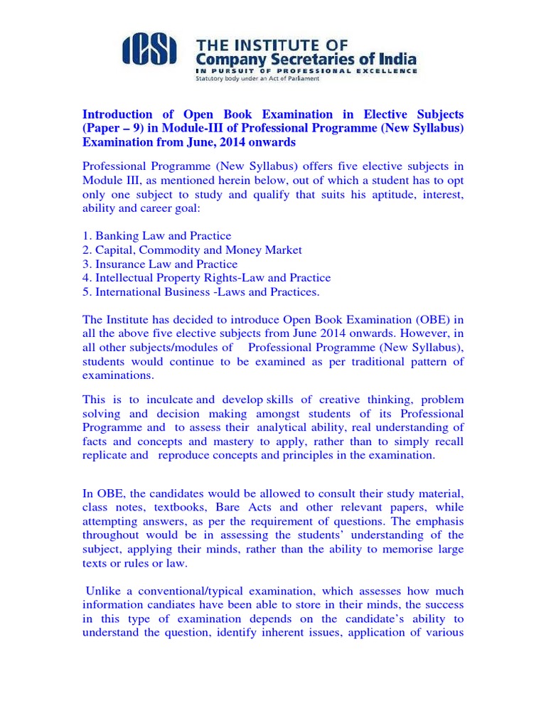Open Book Exam Guidelines for Electives | PDF | Career & Growth