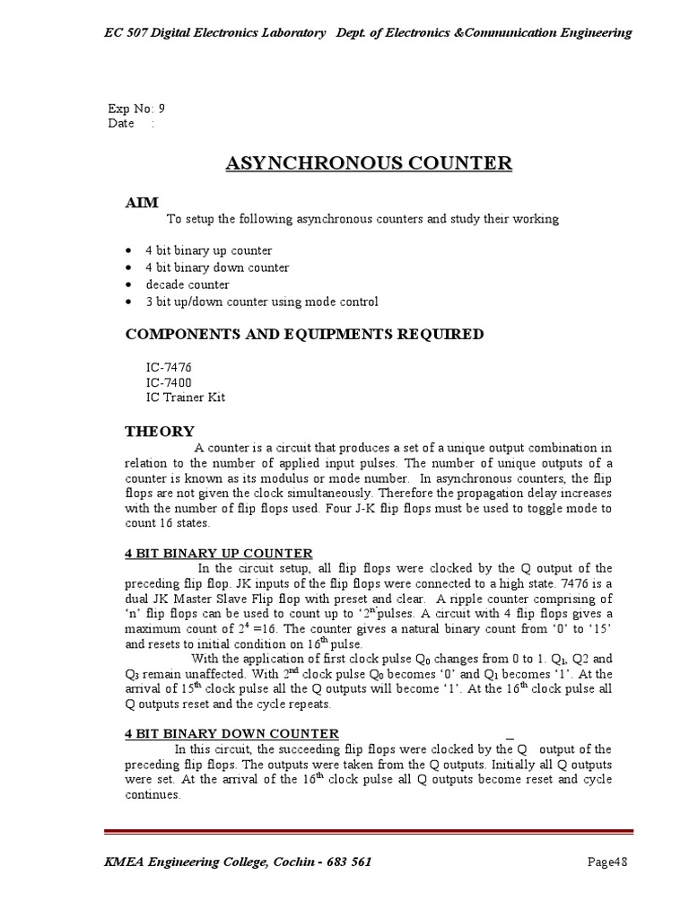 Asynchronous Counter Lab Setup Guide | PDF | Electricity | Electrical ...