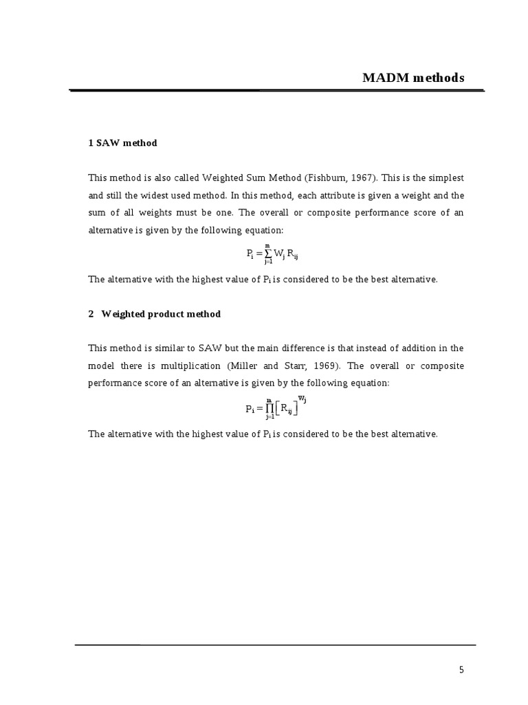 SAW and WPM Method | PDF
