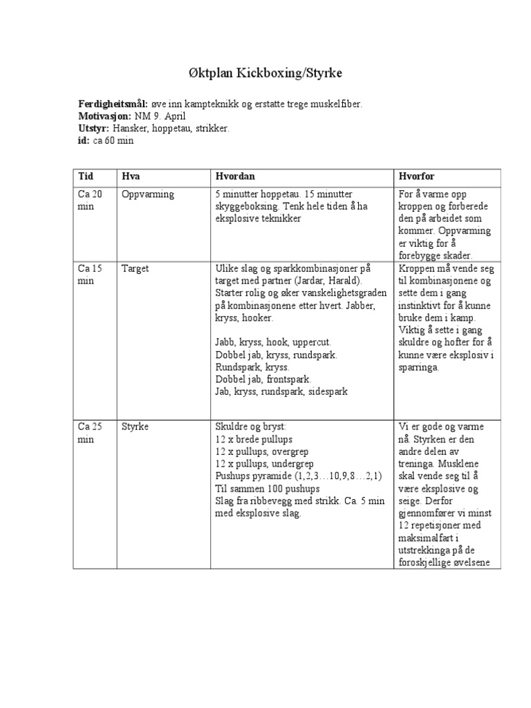 Oktplan Kickboxingstyrke Vg3