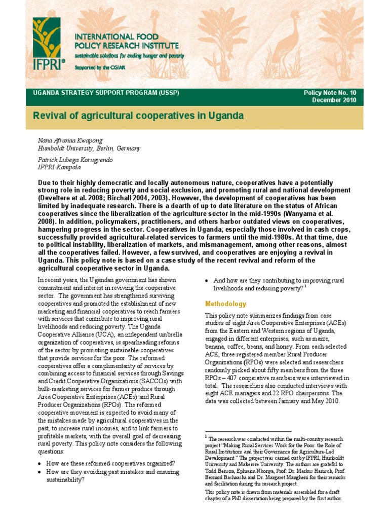 Reviving Agricultural Cooperatives in Uganda | PDF | Cooperative ...
