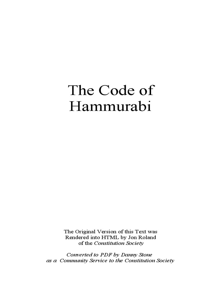 The Code of Hammurabi | PDF | Law | Religion & Spirituality