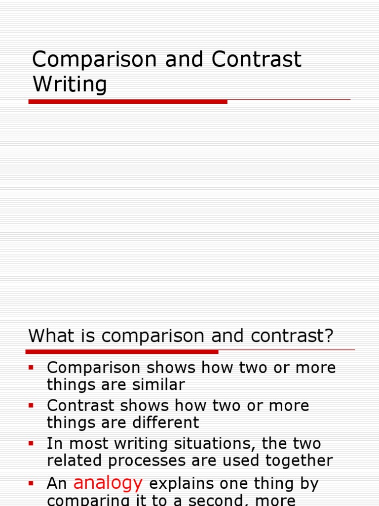 Writing Comparison and Contrast Techniques | PDF | Essays | Subject ...