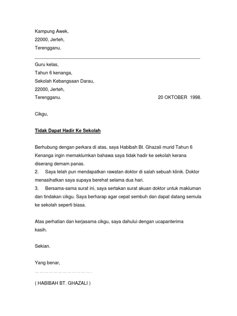 Karangan Surat Kiriman Rasmi Pdf