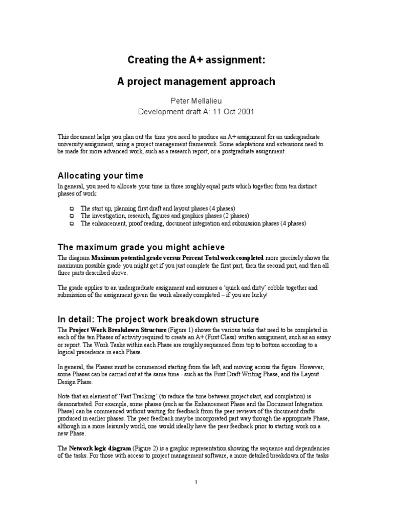 assignment on project management pdf