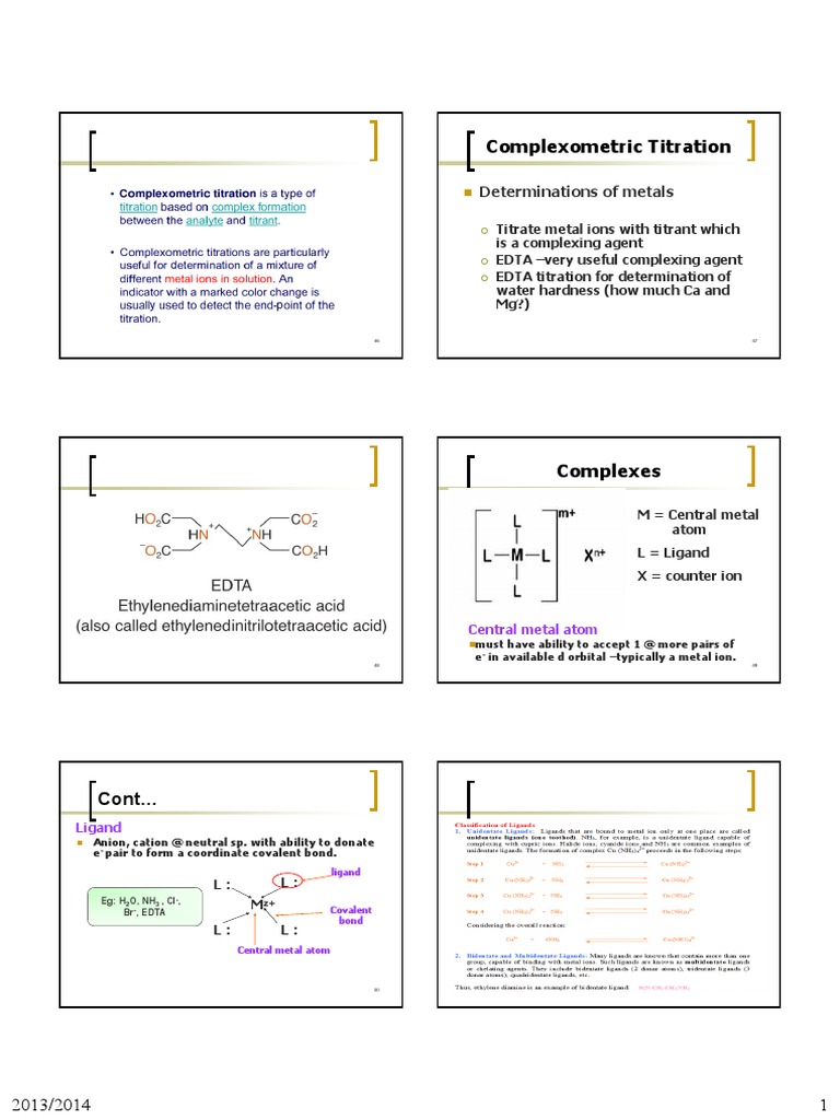 Complexometric Titration Overview | PDF | Coordination Complex | Chelation