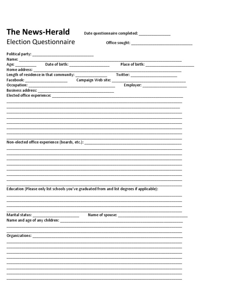 Election QuestionnaireNH | PDF