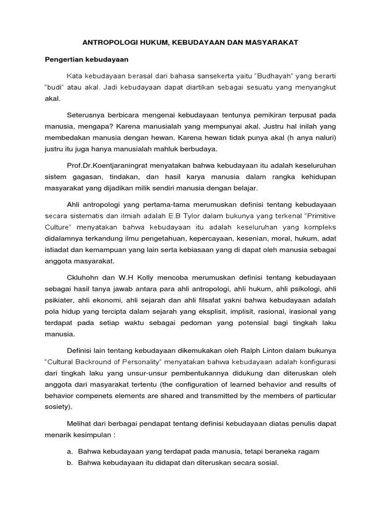 Pengertian Antropologi Hukum Pdf