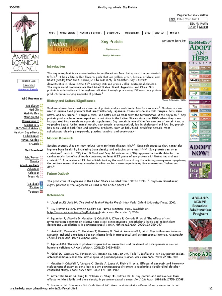 Healthy Ingredients Soy Protein PDF Soybean Menopause