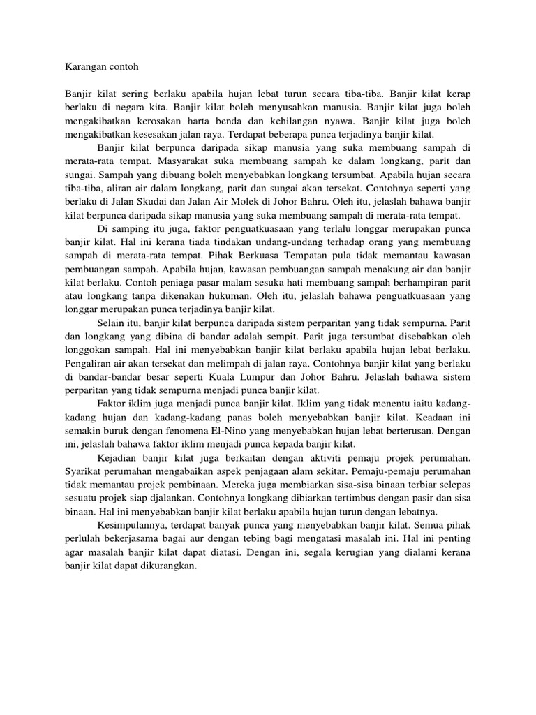 Contoh Karangan Banjir Kilat