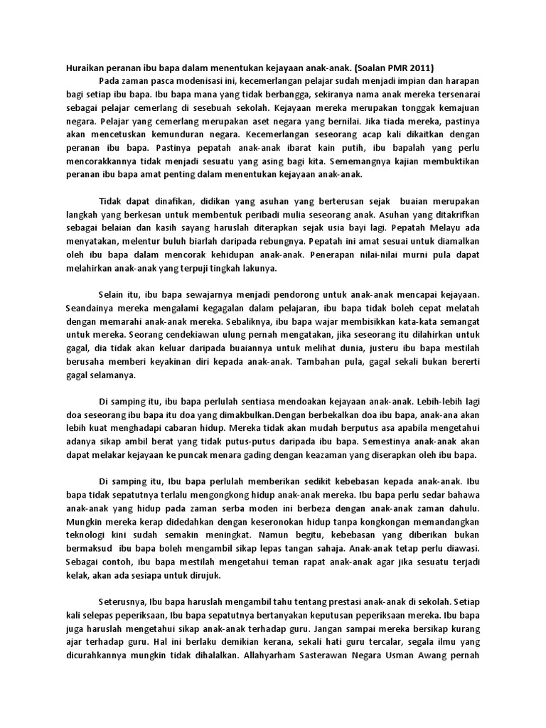 Karangan Peranan Ibu Bapa Dalam Menentukan Kejayaan Anak Karangan Peranan Ibu Bapa Dalam Menentukan Kejayaan Anak