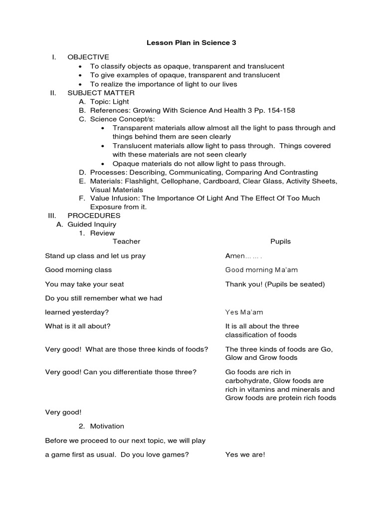 Lesson Plan in Science 3 de Vero | PDF | Lesson Plan | Nature