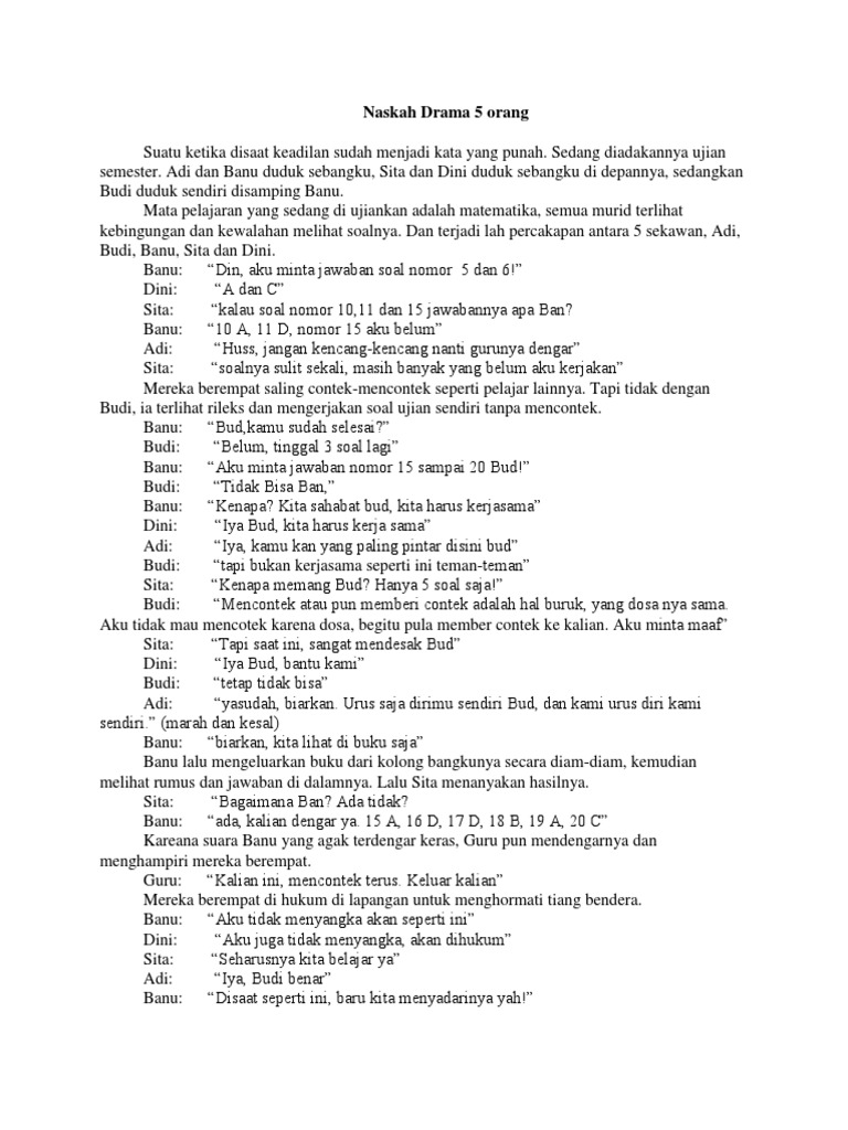Teks Drama 1 Babak 5 Orang Terkait Teks