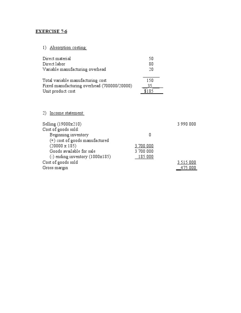 Absorption Costing and Income Statement Analysis | PDF