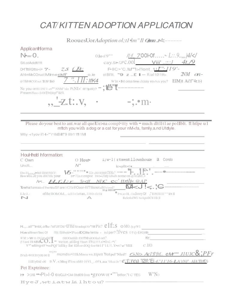 CAT Kitten Adoption Application: C.ool | PDF